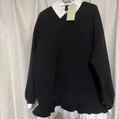 Olu. フリルレイヤードダンボールスウェット ブラック タグ付き