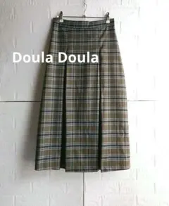 ドゥーラドゥーラ　ブラウン チェック プリーツスカート ロング丈