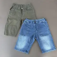 【140】デニム・カーキ 半ズボン