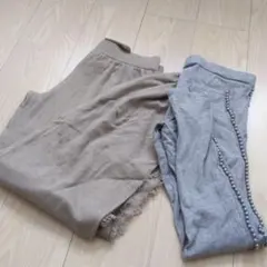 twelvebytwelve　ニットパンツ　秋冬　レディース　パール　　フリンジ