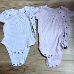 GAP 半袖ボディスーツ ピンクストライプ 2枚セット