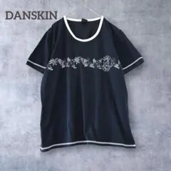 【ダンスキン】半袖Tシャツ レディース トロピカル柄 リンガー 黒 XL ラメのサムネイル