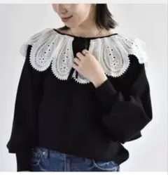 【限定セール】 quarancielスカラップ レース ラッフル カラー ニット