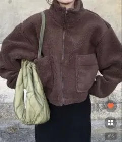 ブラウンフリースジップアップジャケット