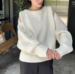 mystic ホワイト ニットセーター 長袖