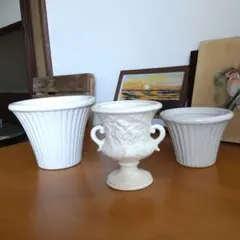 陶器の白い鉢カバー３点セット