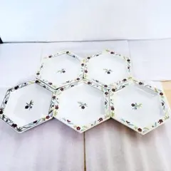 極美品 たち吉 松竹梅 六角皿 5枚 銘々皿 金彩 縁起物 お正月 祝事 伝統美
