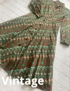 ヴィンテージ⭐︎ワンピース　フレアスカート　マキシ丈　ロング　レトロ 長袖　古着