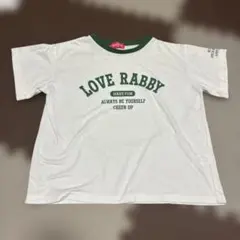 LOVE RABBY ロゴプリント Tシャツ ホワイト グリーン