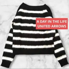 A DAY IN THE LIFE モヘヤ混ボーダーニット（ブラック×ホワイト）