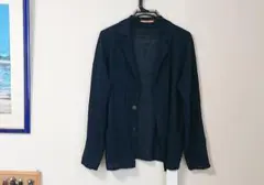 ジェイプレス リネンカーディガンジャケット ネイビー 青 濃紺