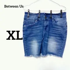 Between Us【XL】レディース デニムタイトスカートブルーフリンジヘム