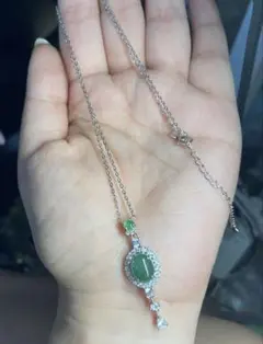 ミャンマー産A貨翡翠 色帯あり 天然翡翠 ネックレス 925銀