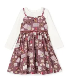 ボンボンショコラ柄　チョコレートプリントドッキングワンピース　メゾピアノ