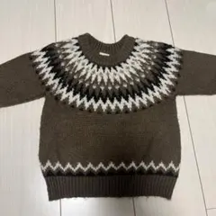 プティマイン ノルディック柄 ニットセーター ブラウン