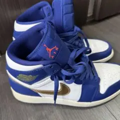 【美品】ナイキ AIR JORDAN 1 レトロ ハイ 青/白/ゴールド