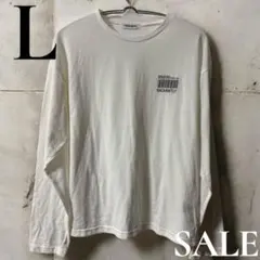 「即日発送」L VEHEMENTホワイト バーコードプリント 長袖Tシャツ