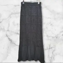テチチ グレー ブラウン メッシュニット ナロースカート フリー 透かし編みのサムネイル