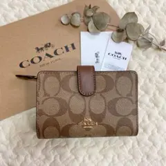 【新品】コーチ COACH 折り財布 小銭入れ ライトブラウン