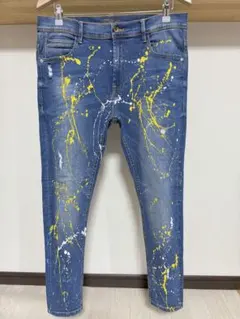 伸縮性抜群 春夏 ペイント ZARA MAN ストレッチ スキニー デニム