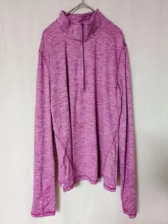 ダンスキン 杢調 カットソー ハーフジップ 長袖 XL 桃 ポリエステル ヨガのサムネイル