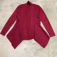 【m.f. editorial】バーガンディ カーディガン M リブ編みのサムネイル