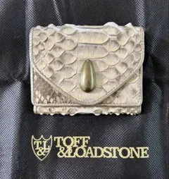 トフアンドロードストーン ヘビ革財布 希少 TOFF & LOADSTONE 長財布 ゴールドパイソン フラップ 金金具 トフ