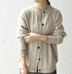 SHIPS any:　ヤク ケーブル クルーネック ニット カーディガン