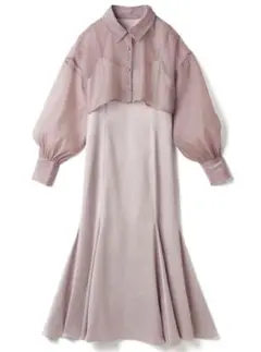 シアークロップド丈シャツ　マーメイドキャミワンピース　セットアップ　オケージョン