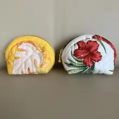 コインケース　ハンドメイド　ハワイアンキルト ハイビスカス　モンステラ　ホヌ