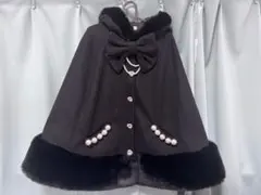 MARS リボン付きボリュームファーフードケープコート