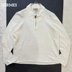 美品✨ HERMES エルメス ハーフジップ リネン ニット セーター L 白のサムネイル