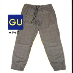 GU ジーユー グレー チェック柄 ストレートパンツ