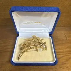 MIKIMOTO ミキモト 葉モチーフ パール ブローチのサムネイル