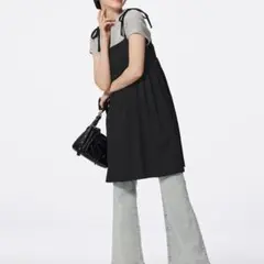 GU テクスチャーキャミソールミニワンピース ブラック M