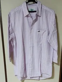 Crocodile 長袖シャツ ストライプ柄 パープル L