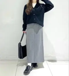 【美品】UNIQLO ブラッシュドジャージーナロースカート　グレー　M