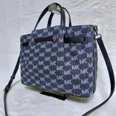 【美品】マイケルコース 2way ハンドバッグ デニム モノグラム MK柄