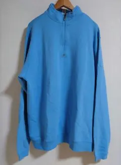 USA古着　adidas　ハーフジップスウェット　水色　オーバーサイズ　レア