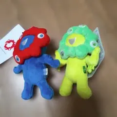 2025年大阪万博ミャクミャク様プレーンと黄緑ぬいぐるみキーホルダー 2体セット