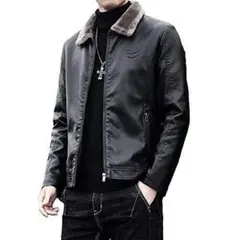 ライダースジャケット メンズ レザージャケット　ボア　ファー アウター