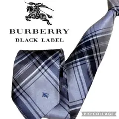 バーバリーブラックレーベルナローネクタイチェック ホースロゴ高級光沢