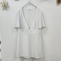 【22 OCTOBRE】 半袖カットソー ドット柄 フレア袖 Tシャツ (L)のサムネイル