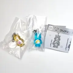 【未開封・2種】ケアベア クリアマスコットチャーム ブルー イエロー ガチャ
