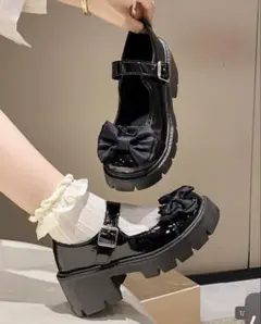 SHEIN ブラックプラットフォームシューズ