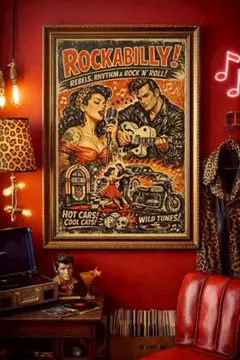 ロカビリー ポスター♪ROCKABILLY！♪ A4額入り　クリームソーダ