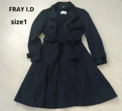 《美品》 フレイアイディートレンチコート ライナーつき Aライン 紺色のサムネイル