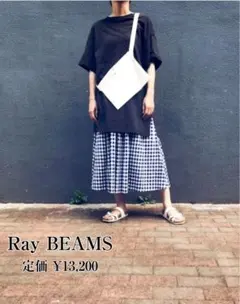 Ray BEAMS　コットンチェックタックギャザースカート　フレアシルエット