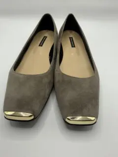 FABIO RUSCONI スエード フラットパンプス ゴールドプレートのサムネイル