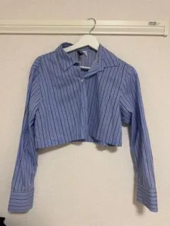 H&M ストライプ柄 クロップド丈シャツ 長袖